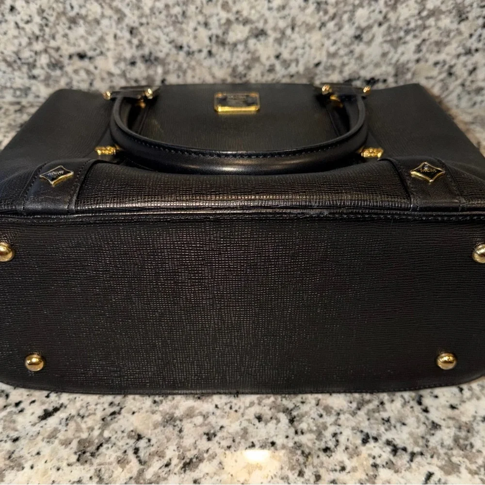 MCM Black Leather Top-Handle Satchel